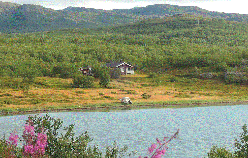 Una casita de campo a la orilla del Laksefjorden